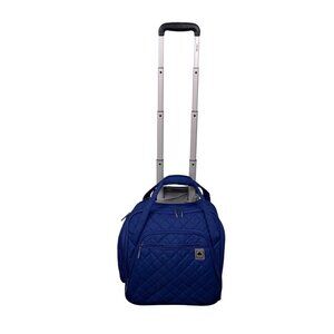 Delsey Women’s Blue Quilted Nylon Retractable Handle Rolling Carry-On Luggage